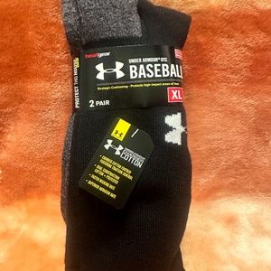 Men's Under Armour Heat Gear Baseball Socks 2 Pair Pack Size XL